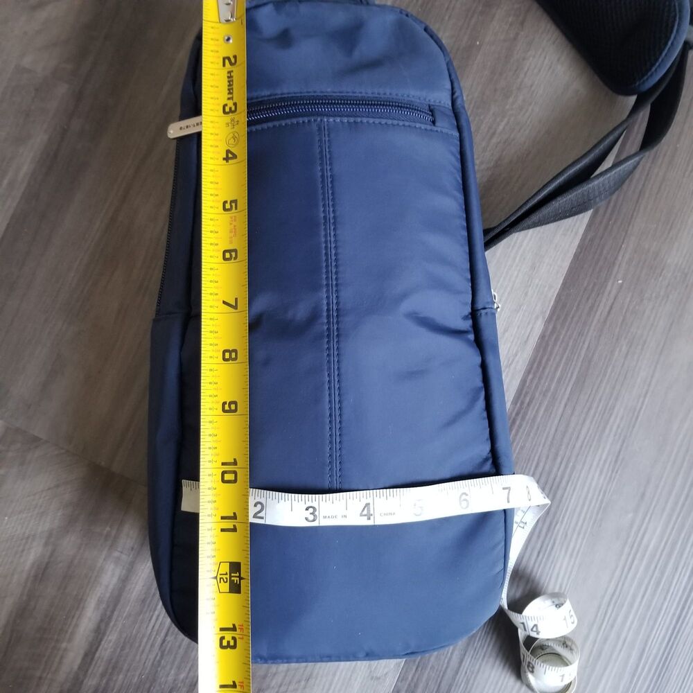 Travelon Anti Theft Slim Sling Crossbody Bag Blue/Teal - Picture 8 of 9